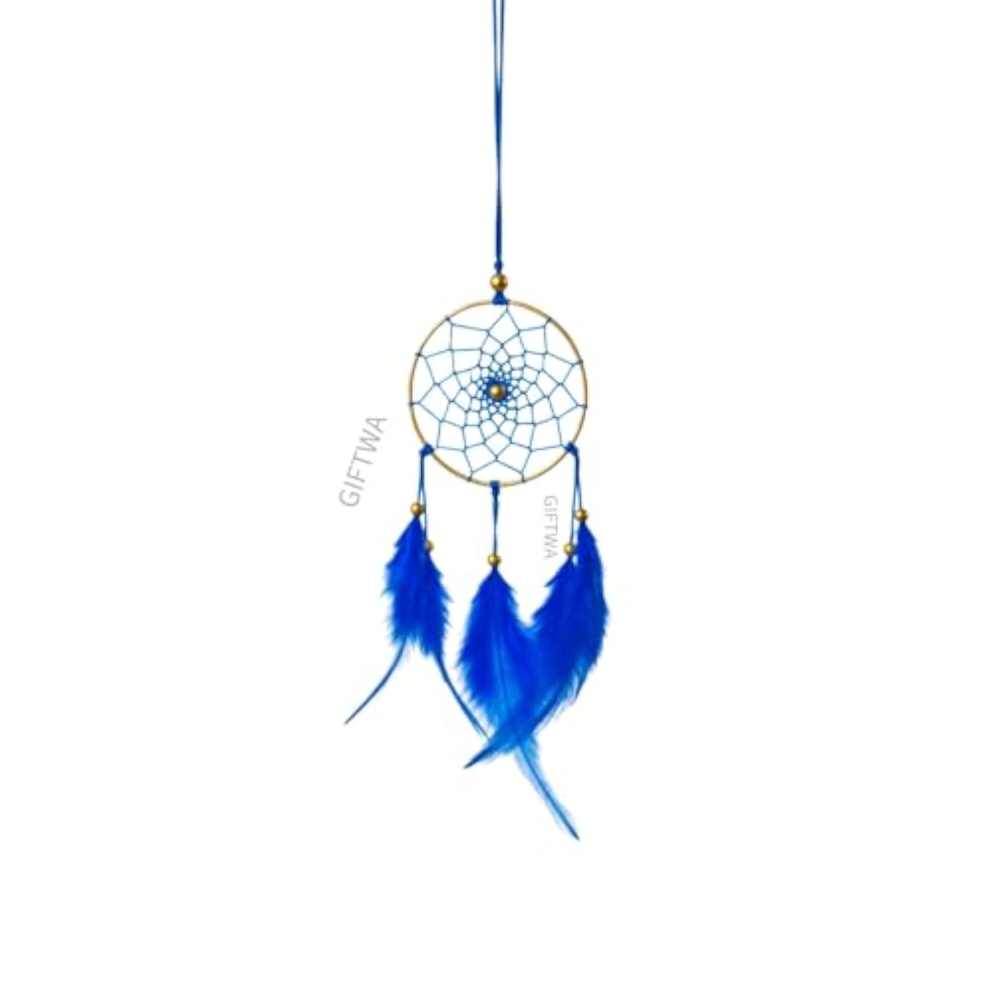 Dream Catcher with Natural Blue Feathers, Protective Wall Hanging